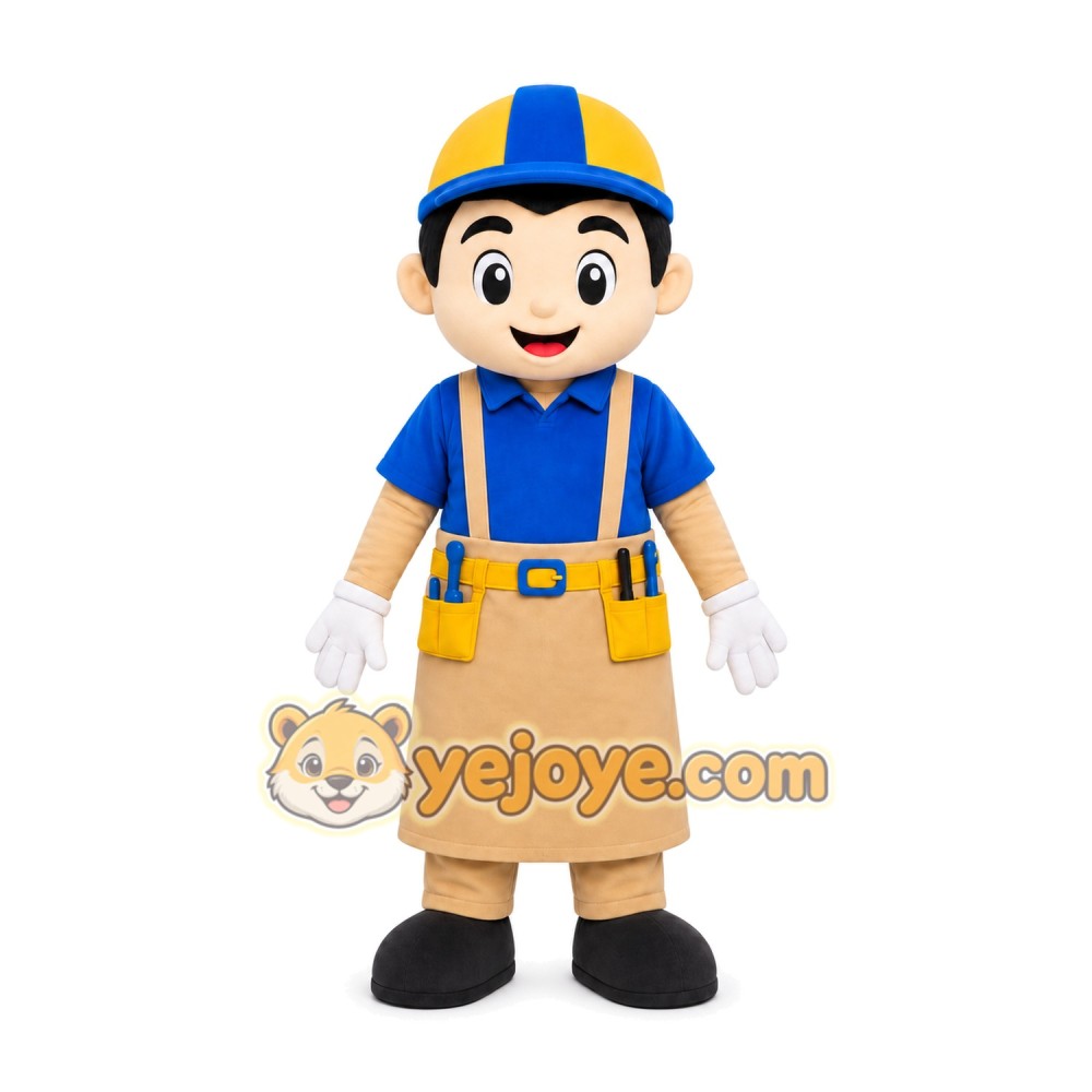 Builder Boy Mascot Costume Builder Boy Mascot Costume