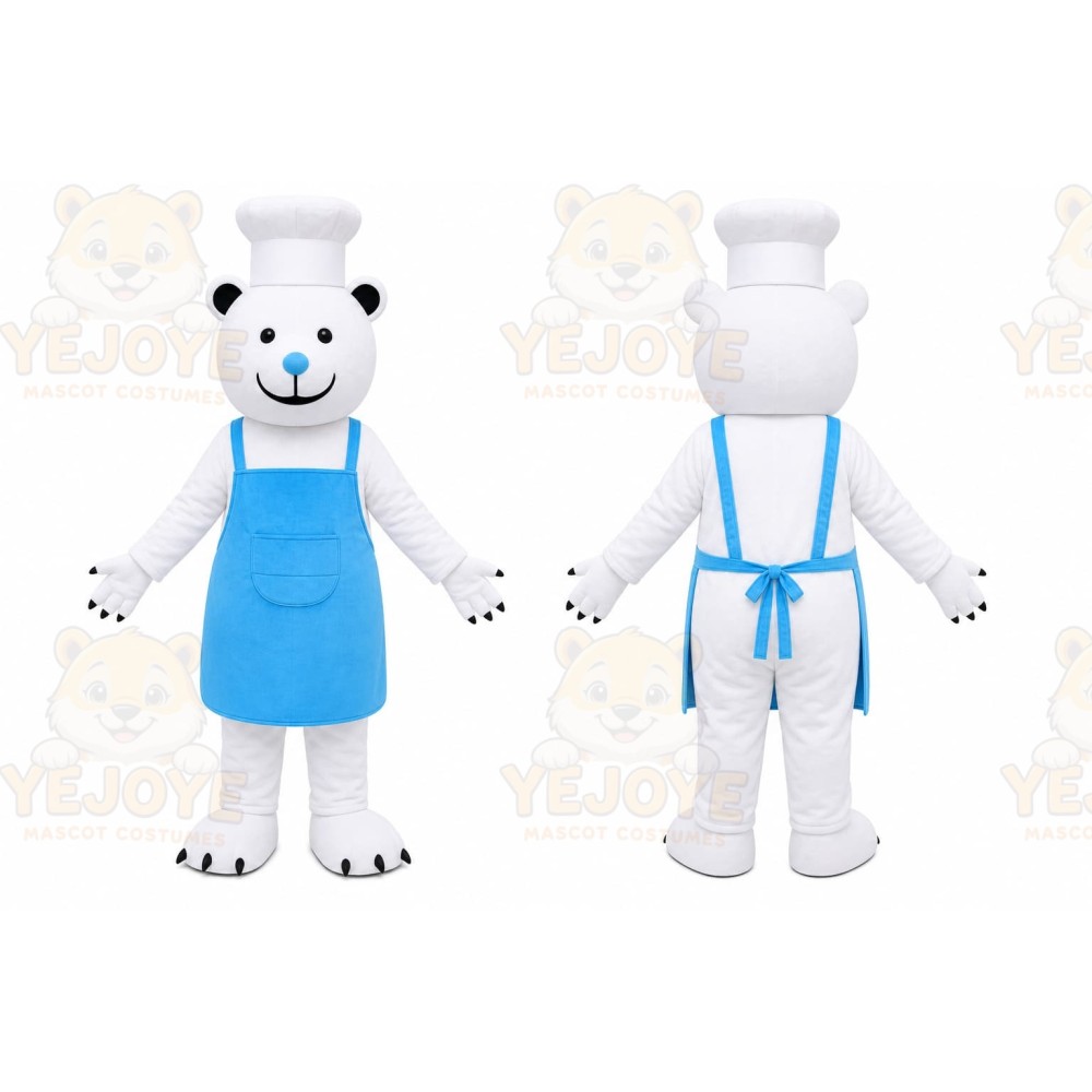 White Bear Apron Mascot Costume