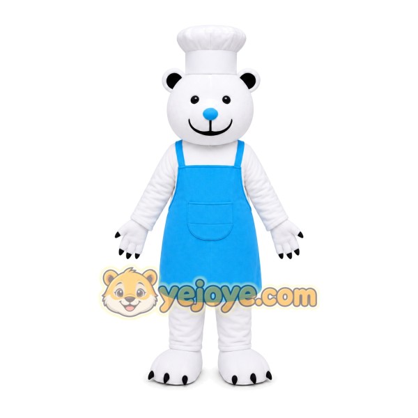 White Bear Apron Mascot Costume