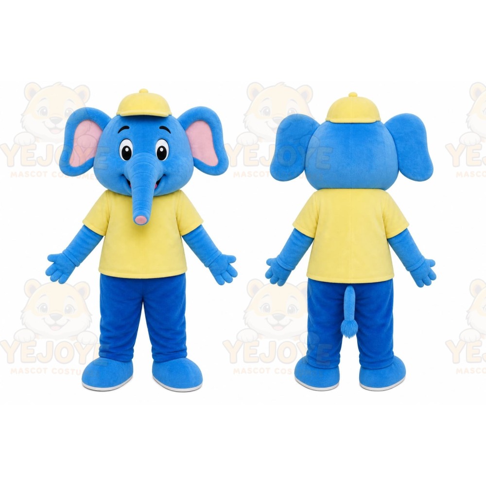 Blue Elephant Cap Mascot Costume