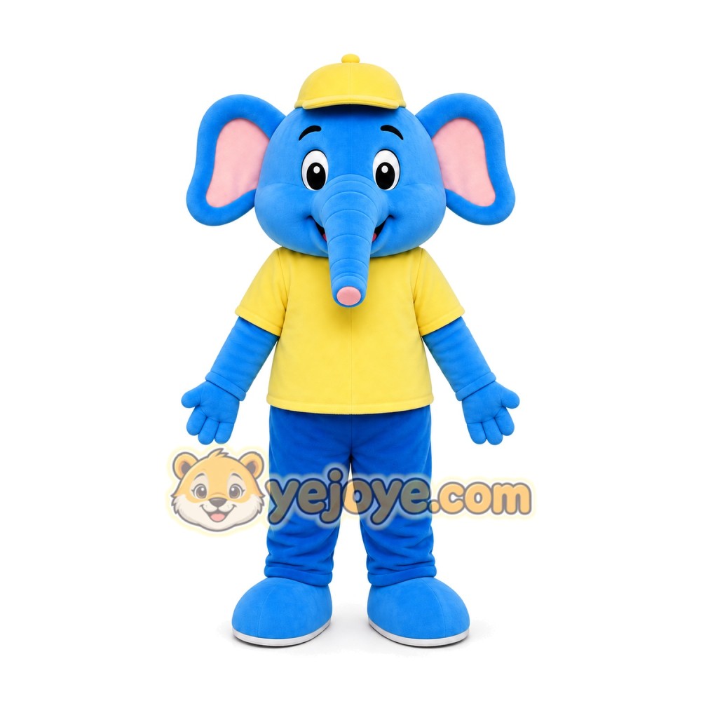 Blue Elephant Cap Mascot Costume Blue Elephant Cap Mascot Costume