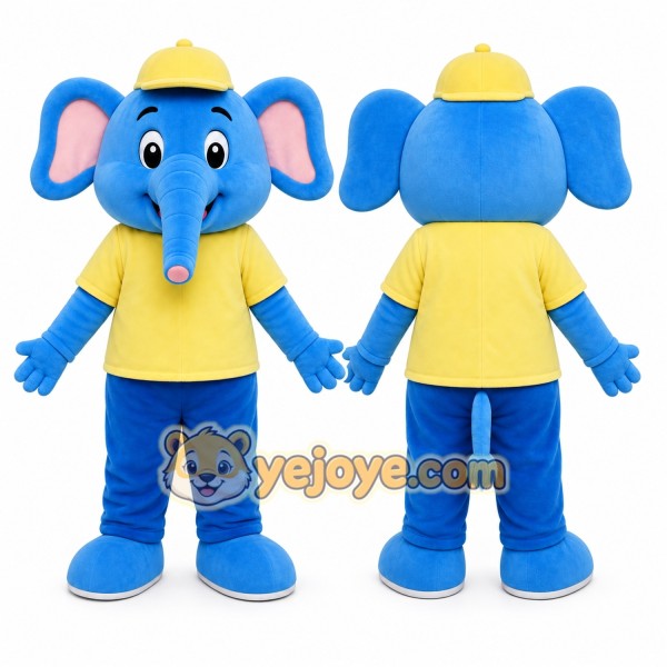 Blue Elephant Cap Mascot Costume