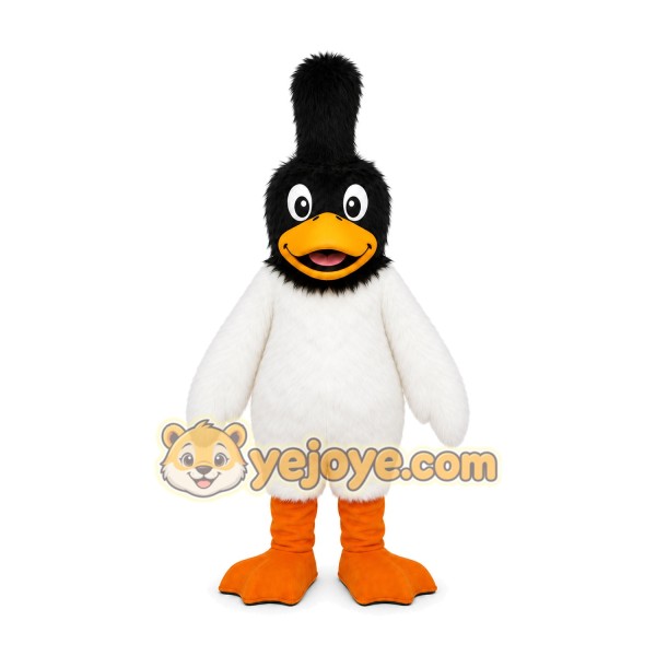 Black and White Crested Bird Mascot Costume Black and White Crested Bird Mascot Costume