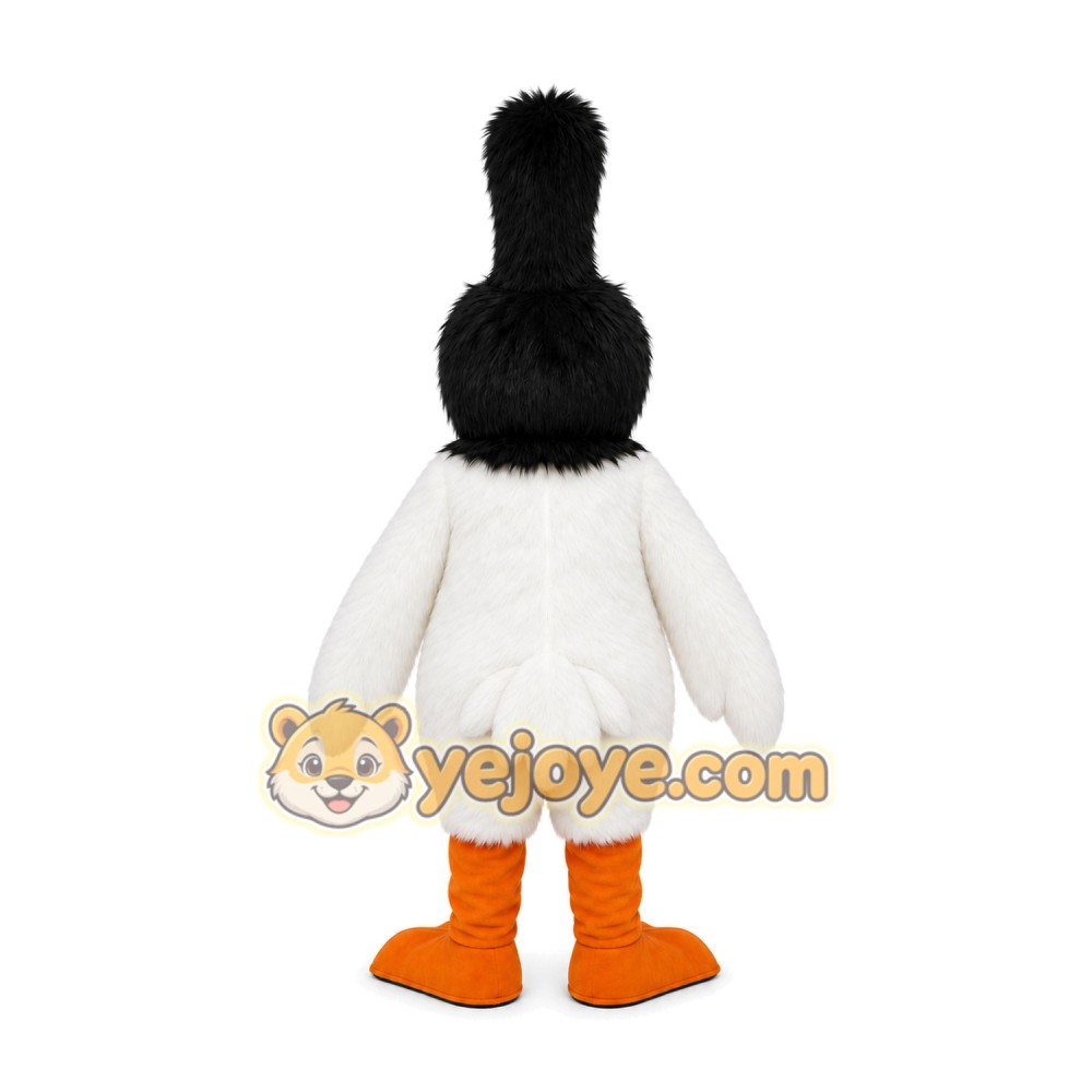Black and White Crested Bird Mascot Costume Black and White Crested Bird Mascot Costume