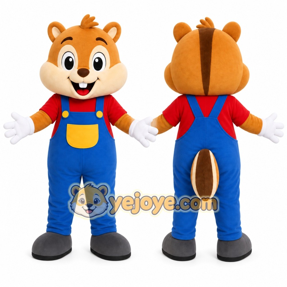 Chipmunk Overalls Mascot Costume Chipmunk Overalls Mascot Costume