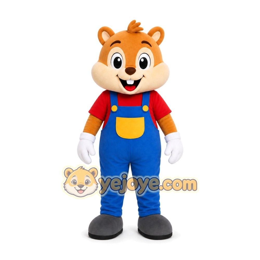 Chipmunk Overalls Mascot Costume Chipmunk Overalls Mascot Costume