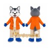 Gray Wolf Orange Coat Mascot Costume