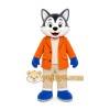 Gray Wolf Orange Coat Mascot Costume