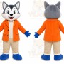 Gray Wolf Orange Coat Mascot Costume