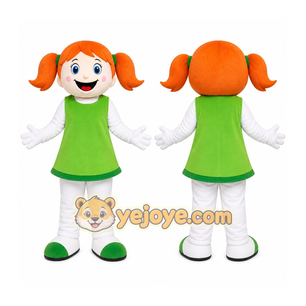 Orange Hair Girl Mascot Costume Orange Hair Girl Mascot Costume