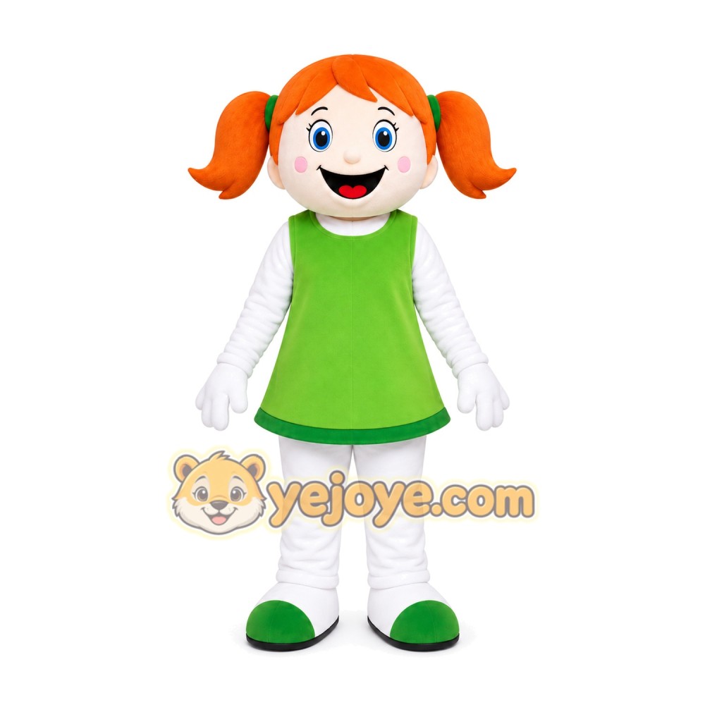 Orange Hair Girl Mascot Costume Orange Hair Girl Mascot Costume