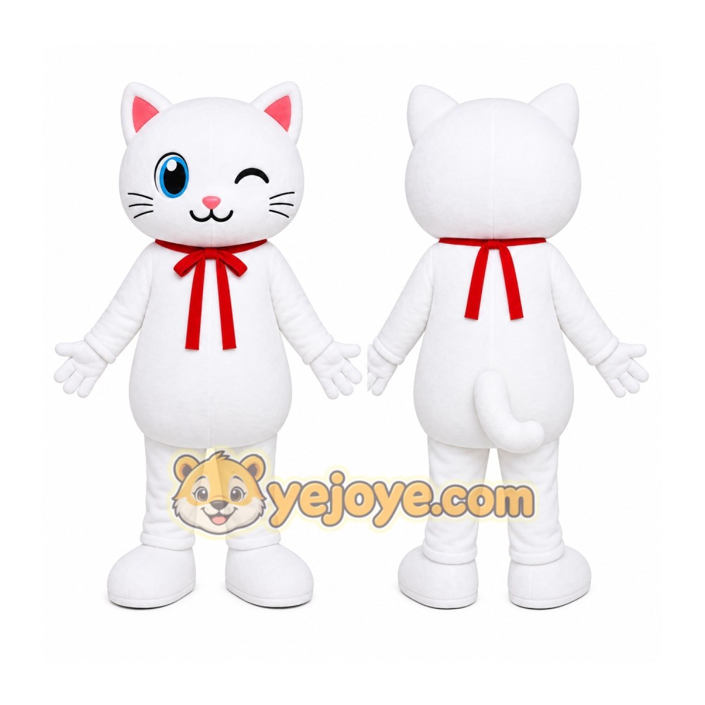 White Cat Scarf Mascot Costume White Cat Scarf Mascot Costume