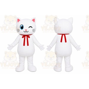 White Cat Scarf Mascot Costume
