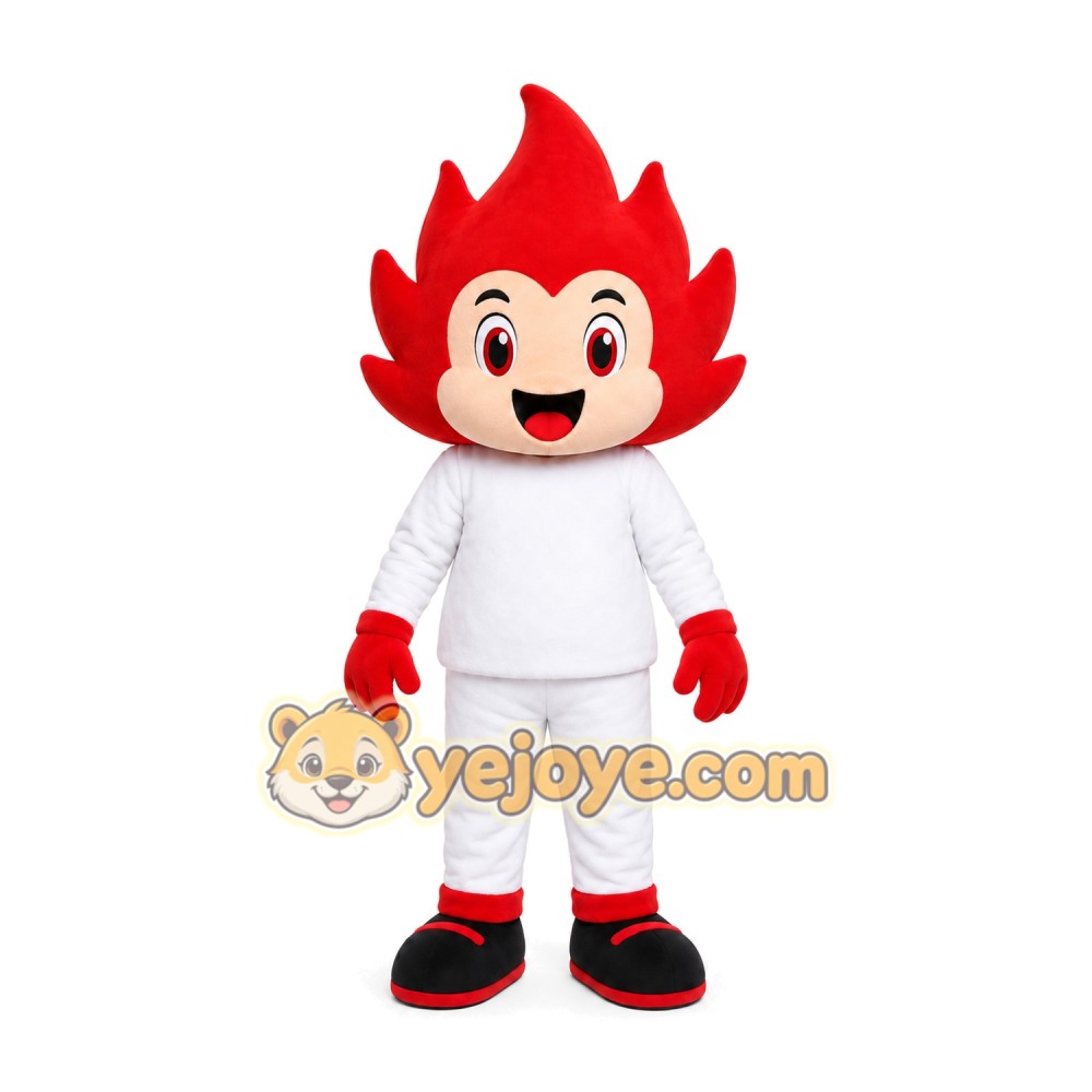 Red Flame Boy Mascot Costume