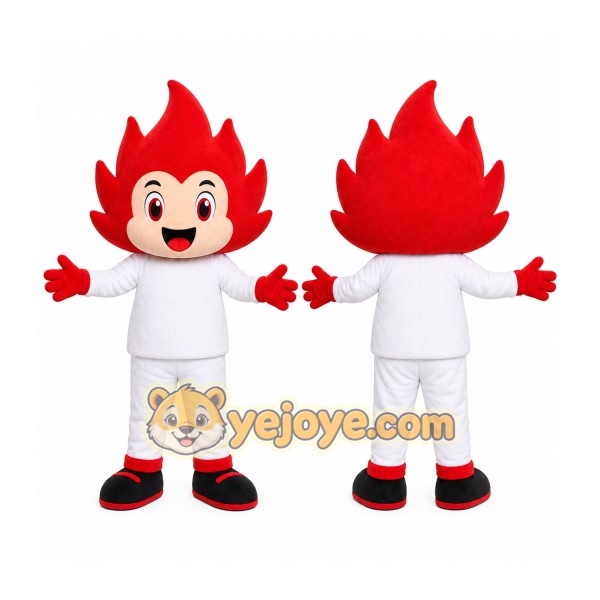 Red Flame Boy Mascot Costume