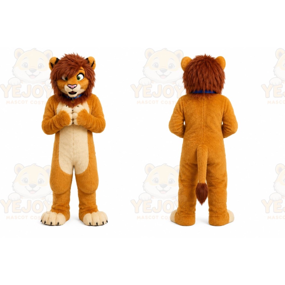 Tan Lion Mascot Costume