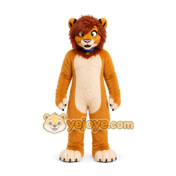 Tan Lion Mascot Costume
