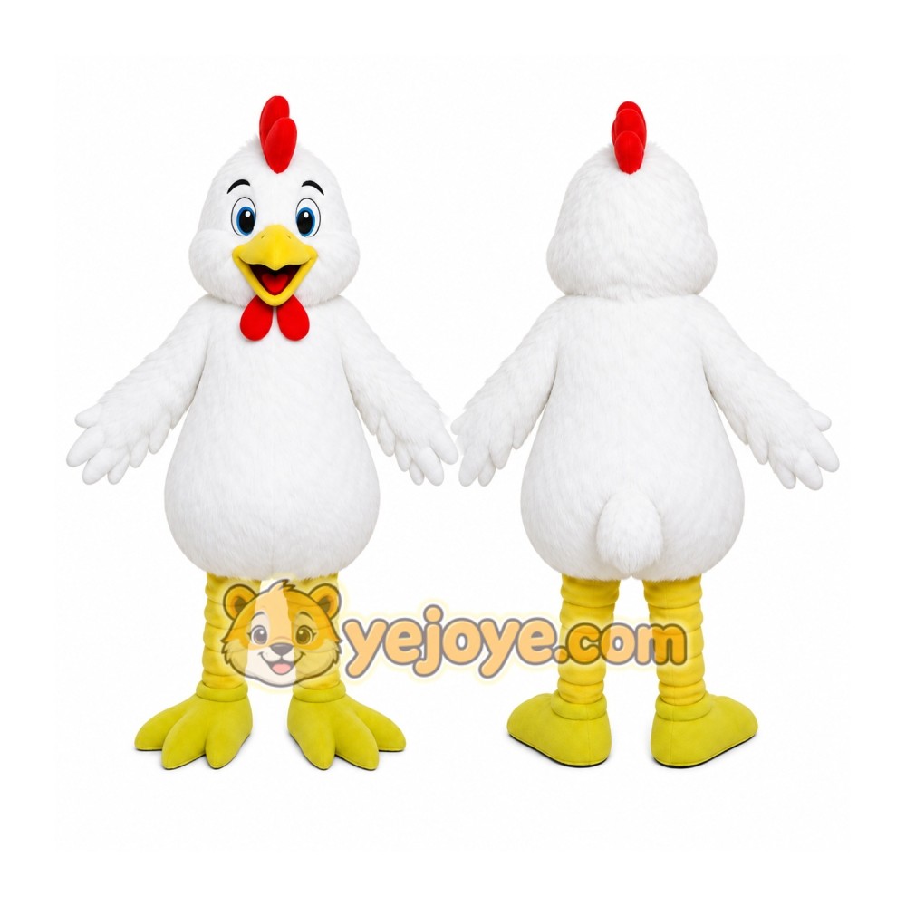 White Chicken Mascot Costume White Chicken Mascot Costume