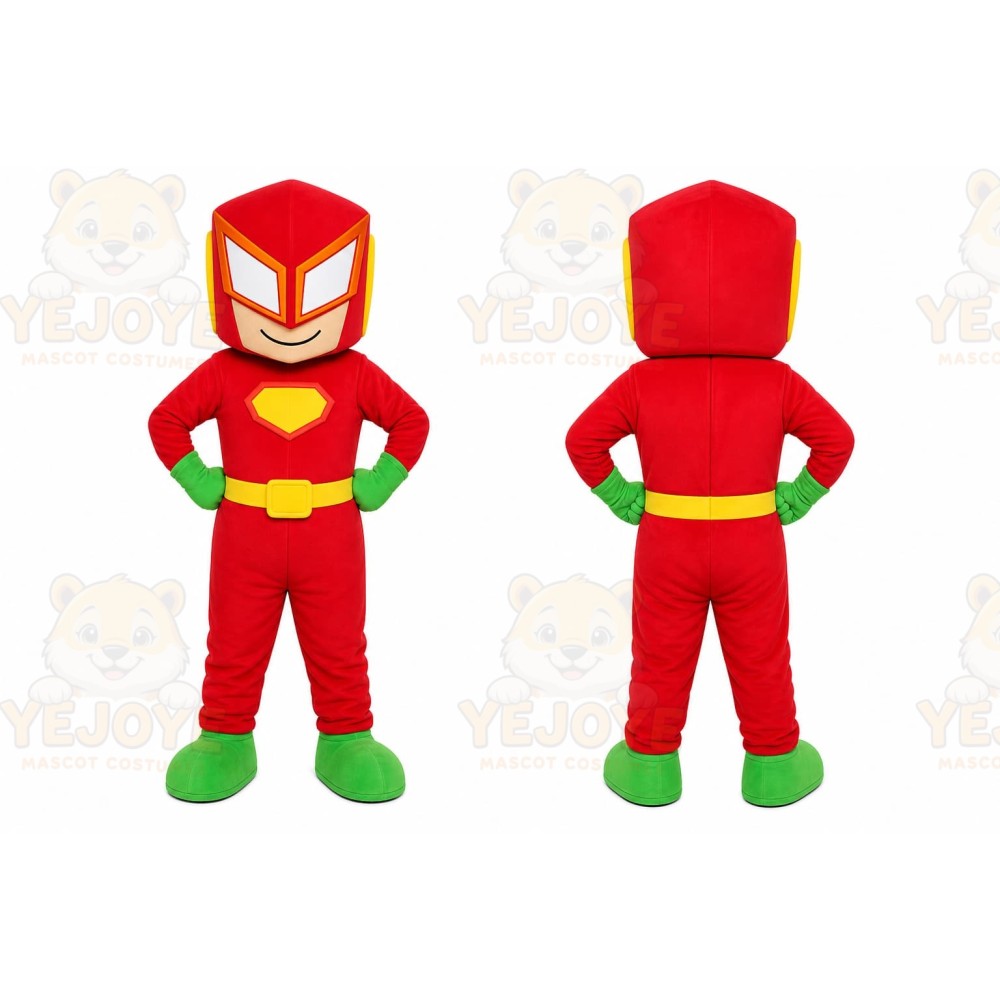 Red Superhero Box Mascot Costume