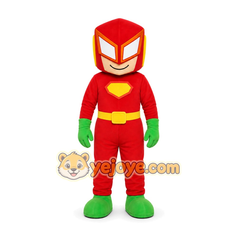 Red Superhero Box Mascot Costume