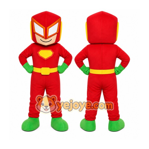 Red Superhero Box Mascot Costume