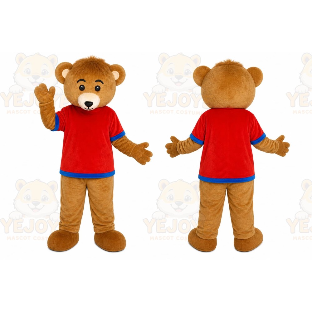 Brown Monkey Red Shirt Mascot Costume