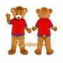 Brown Bear Red Shirt Mascot Costume