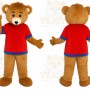 Brown Monkey Red Shirt Mascot Costume