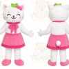 White Cat Pink Dress Mascot Costume