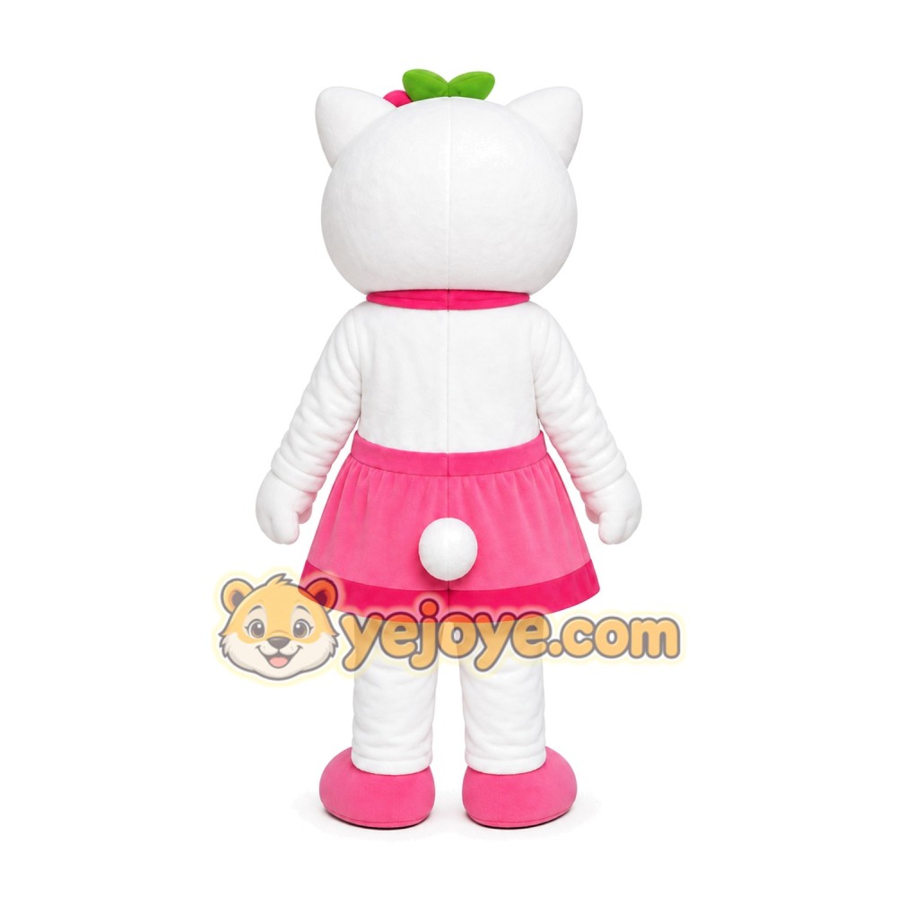 White Cat Pink Dress Mascot Costume White Cat Pink Dress Mascot Costume