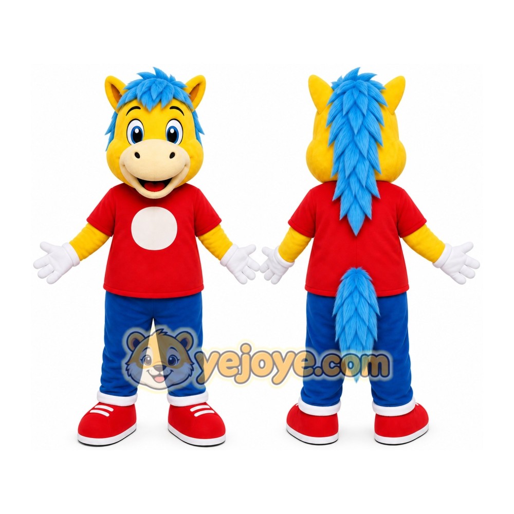 Horse Mascot Costume with Blue Mane Horse Mascot Costume with Blue Mane