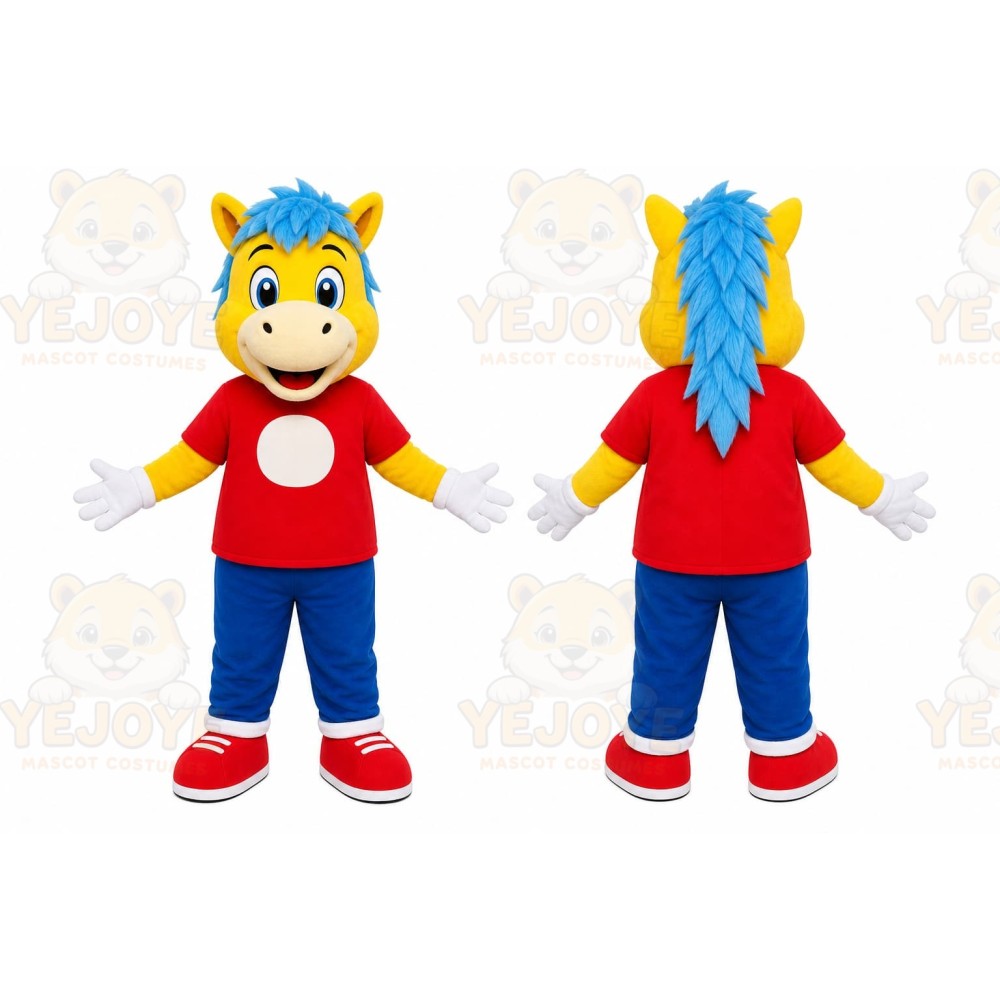 Blue Hair Girl Mascot Costume