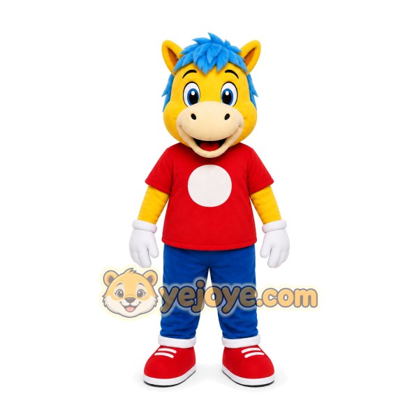 Horse Mascot Costume with Blue Mane Horse Mascot Costume with Blue Mane