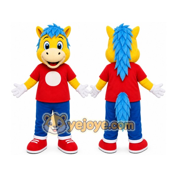 Horse Mascot Costume with Blue Mane