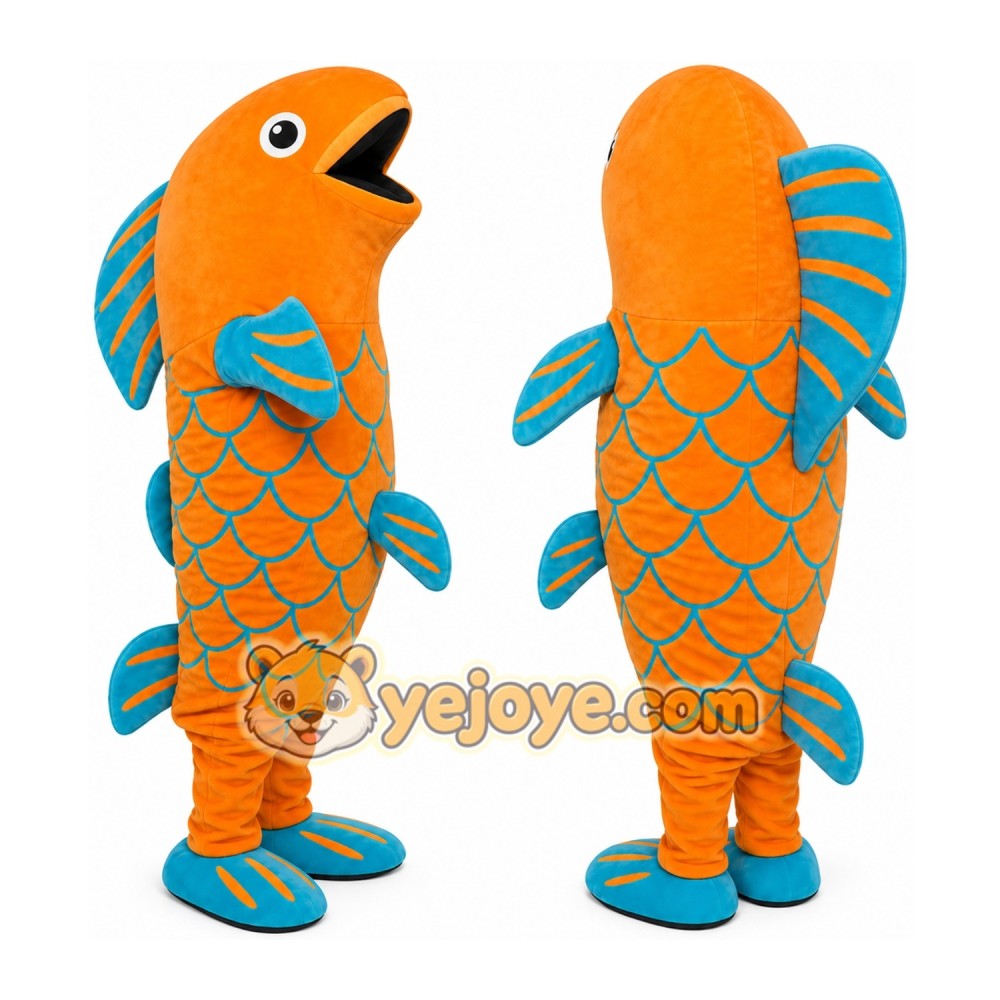 Orange Fish Mascot Costume Orange Fish Mascot Costume