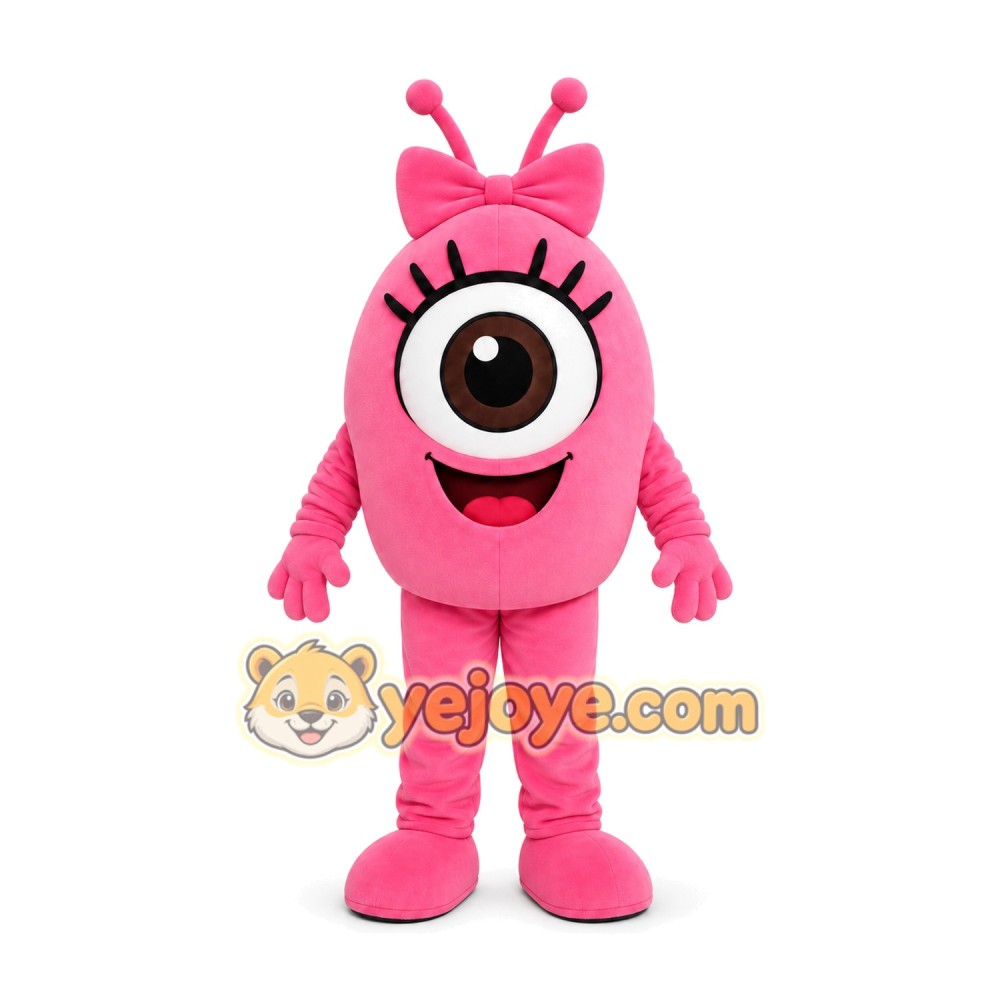 Pink Cyclops Mascot Costume Pink Cyclops Mascot Costume