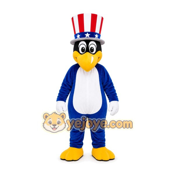 Blue Uncle Sam Bird Mascot Costume