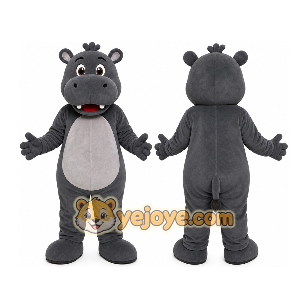 Gray Hippo Mascot Costume Gray Hippo Mascot Costume