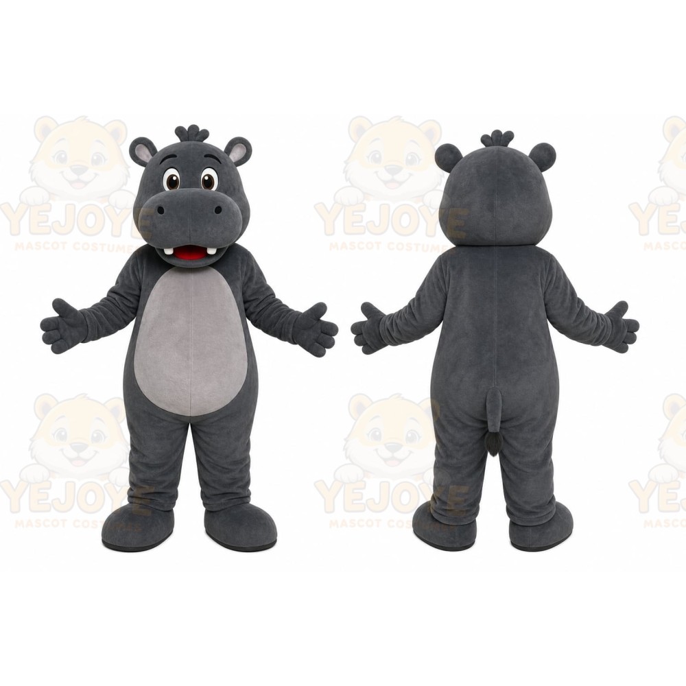Gray Hippo Mascot Costume