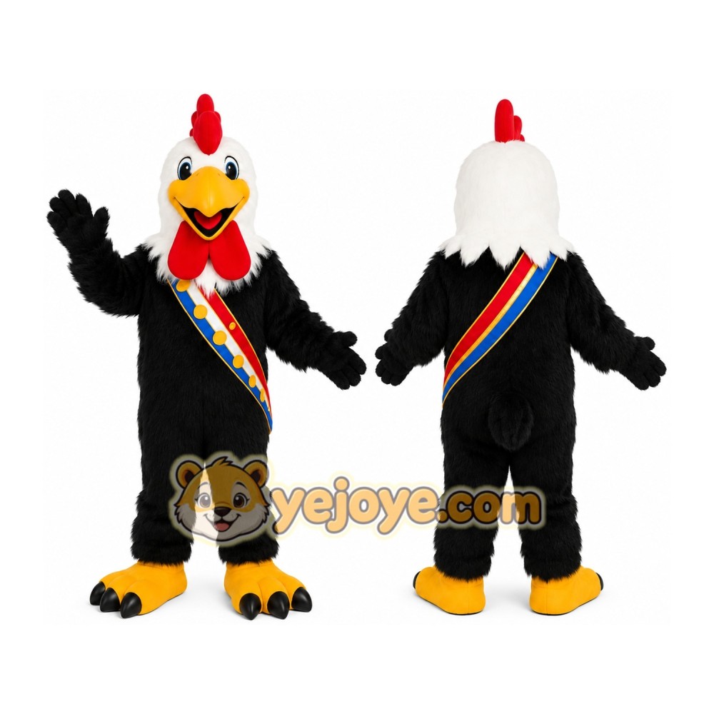 Black Rooster Mascot Costume Black Rooster Mascot Costume