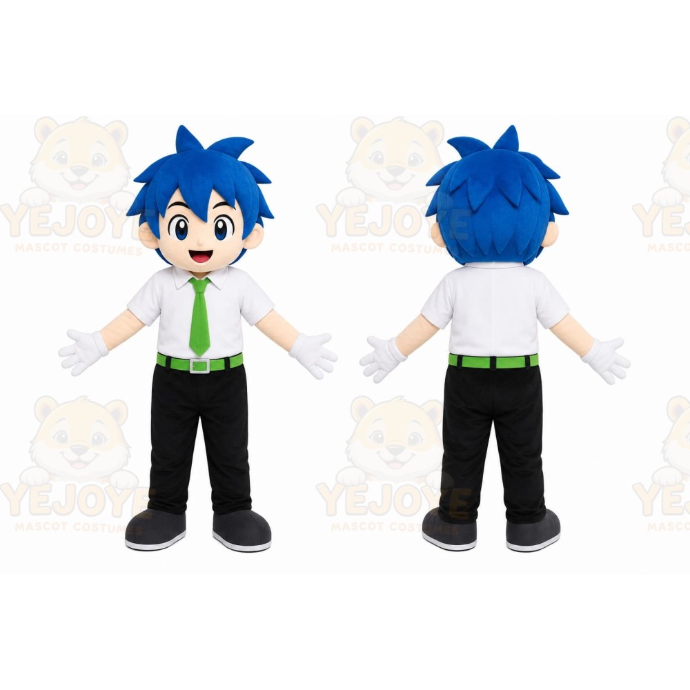 Blue Hair Boy Mascot Costume