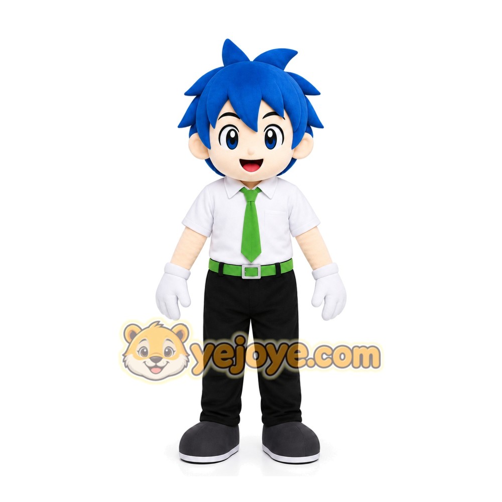 Blue Hair Boy Mascot Costume Blue Hair Boy Mascot Costume