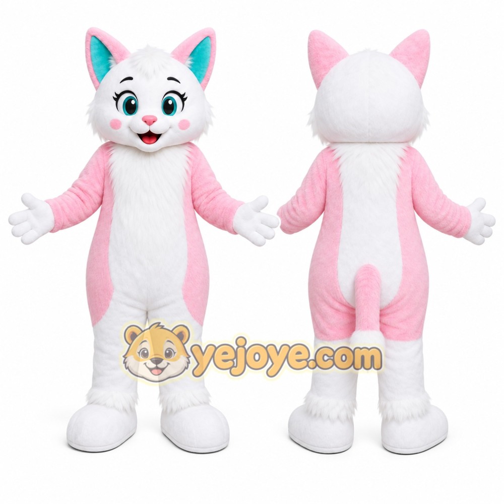 Pink Cat Mascot Costume Pink Cat Mascot Costume