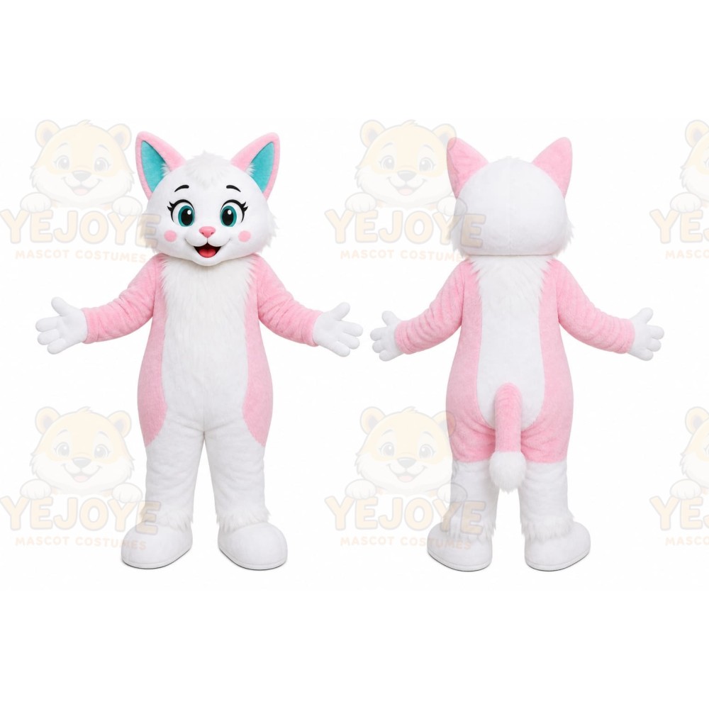 Pink Cat Mascot Costume