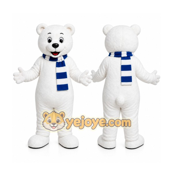 White Bear Scarf Mascot Costume