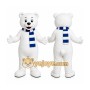 White Bear Scarf Mascot Costume