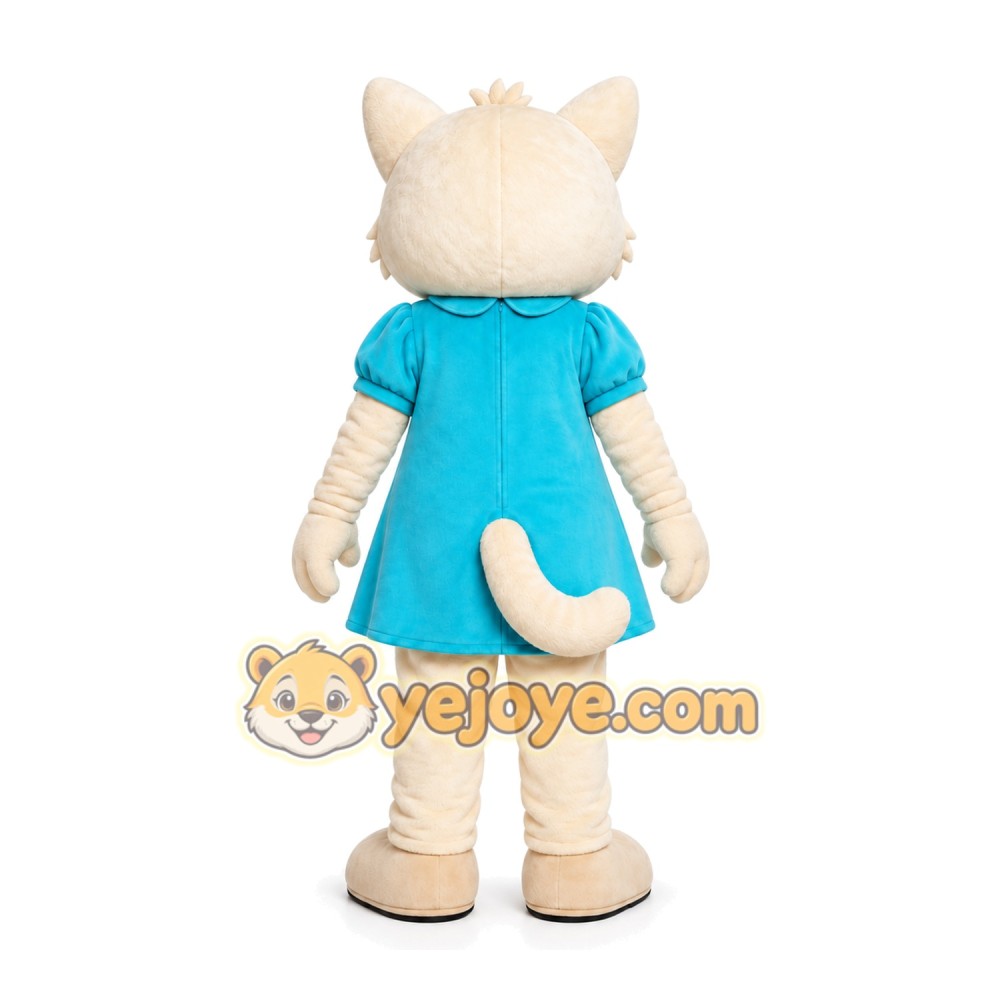 Blue Dress Cat Mascot Costume Blue Dress Cat Mascot Costume