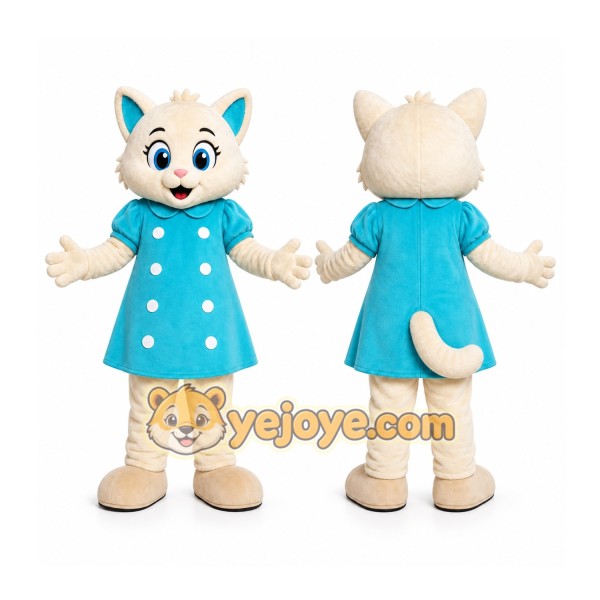 Blue Dress Cat Mascot Costume