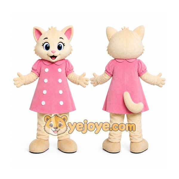 Pink Cat Dress Mascot Costume