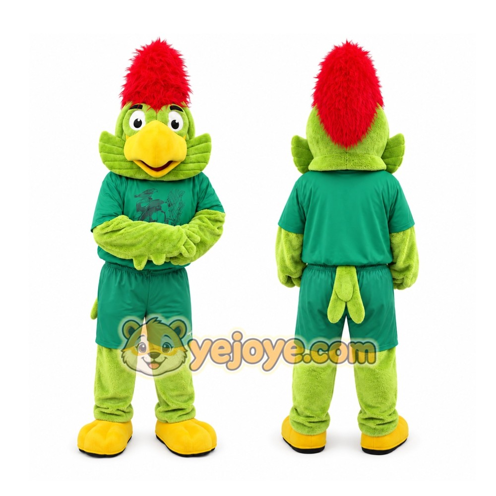Green Rooster Mascot Costume